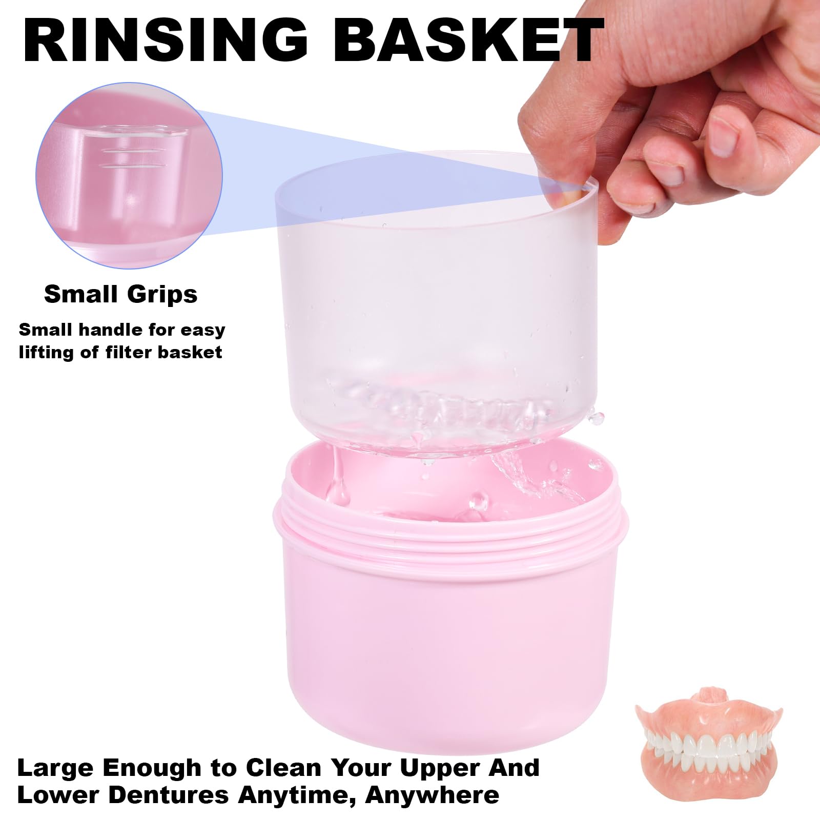 Denture case demonstrating capacity for full dentures