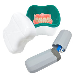 Pink denture bath cup from the kit