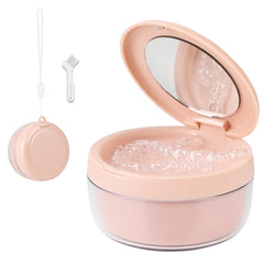 Pink denture case with leak-proof screw-top lid