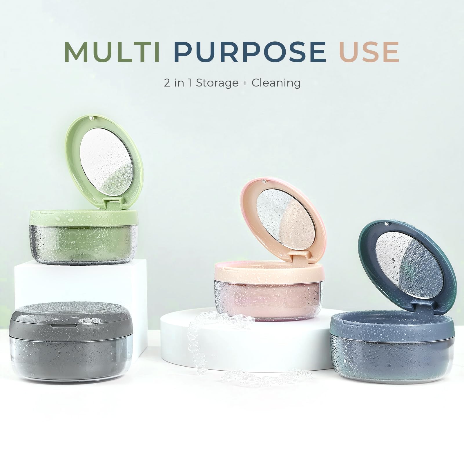 Durable BPA-free denture cleaning holder in green