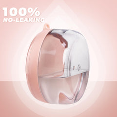 Upper storage tray and cleaning compartment inside pink denture case