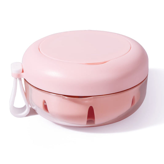 Pink denture case with mirror and travel-ready design