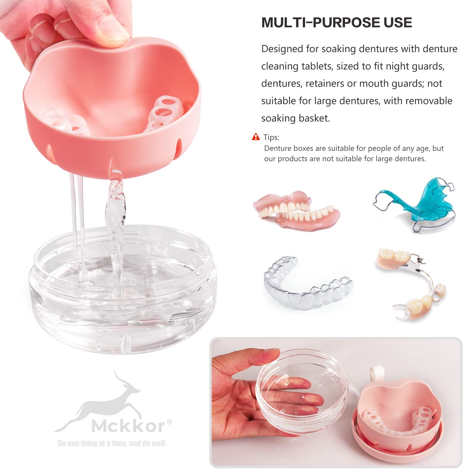Removable tray to separate liquids and clean dentures