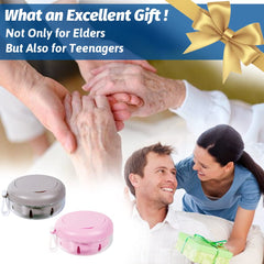 Compact pink denture case ideal for travel and pocket storage