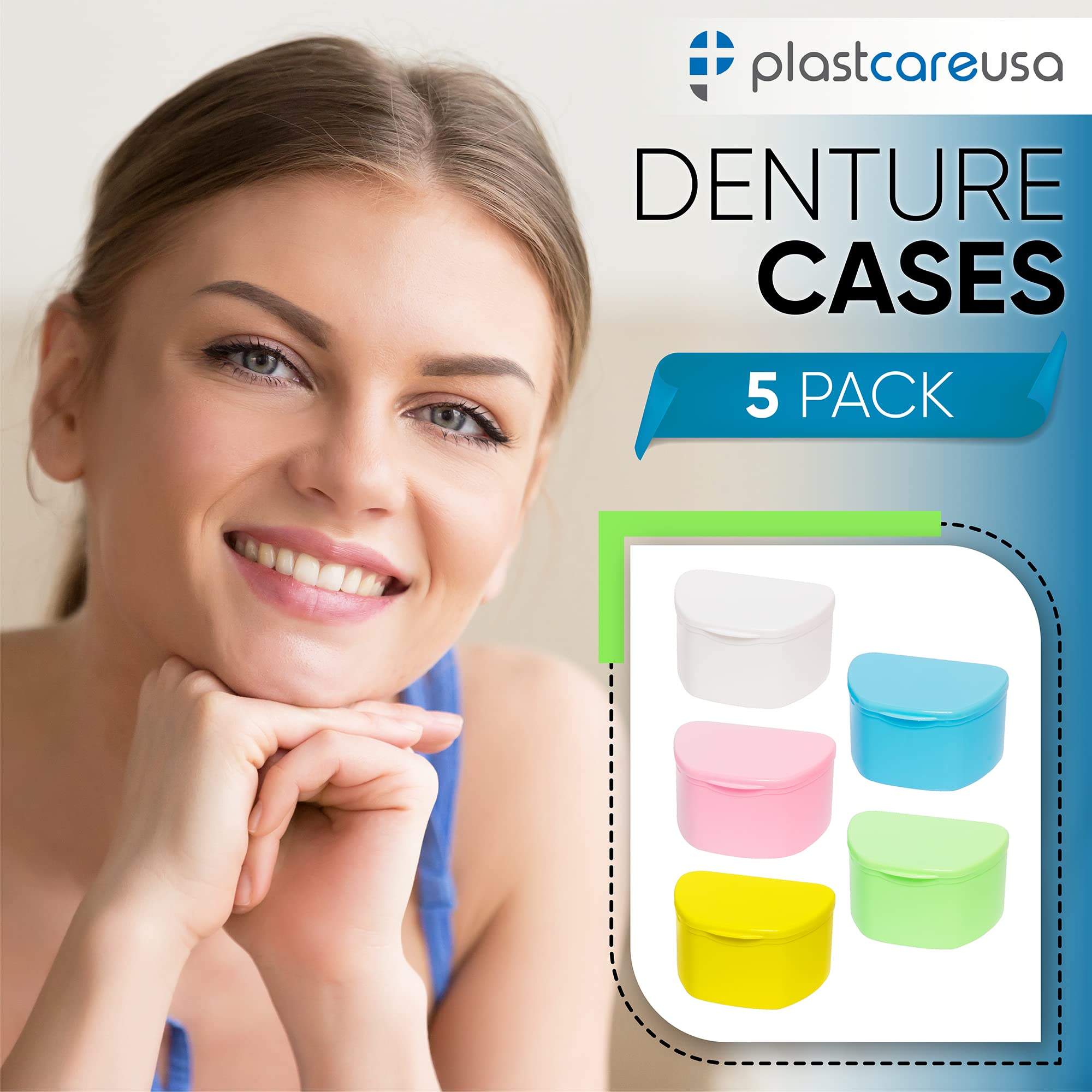 Denture case in white color
