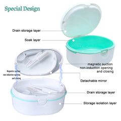 Package includes denture case, chew stick, denture extractor and toothbrush