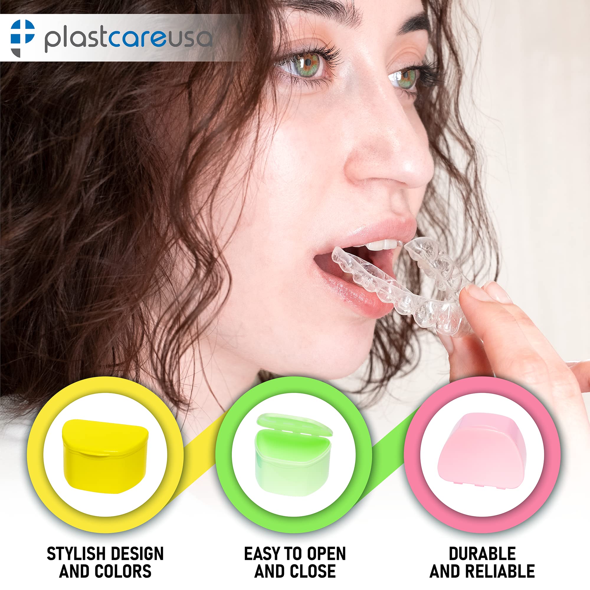 Denture case in yellow color