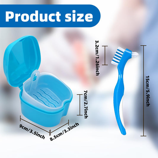 Two denture brushes with white bristles