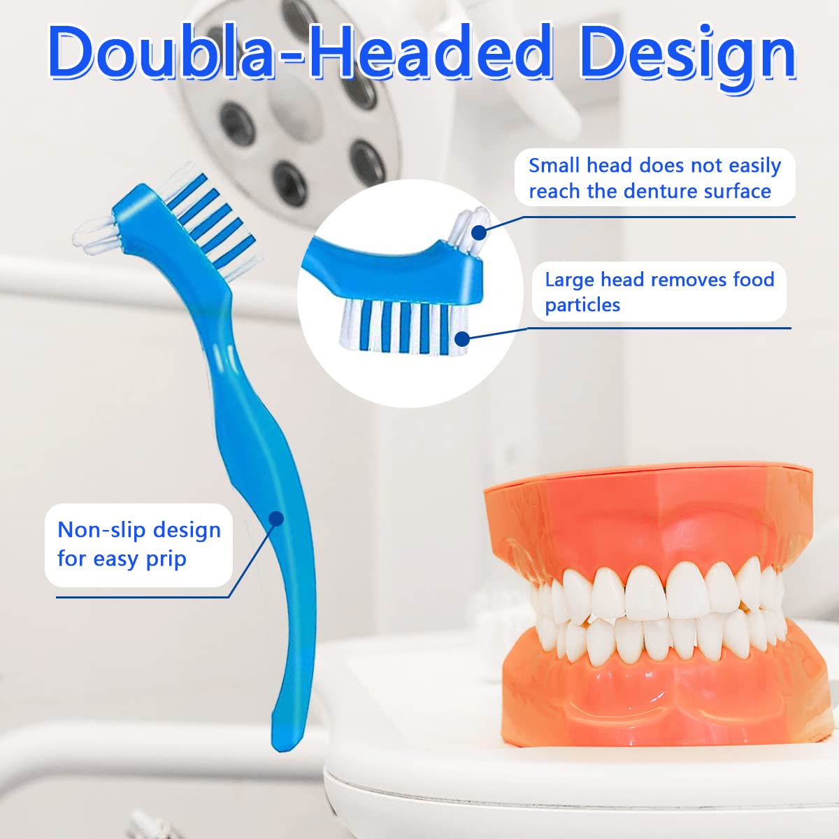 Portable denture storage box in light blue