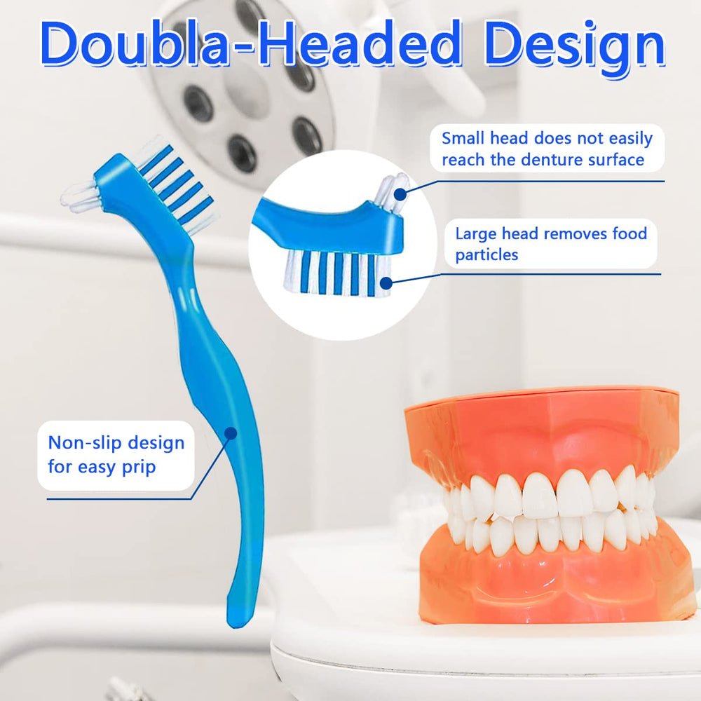 Portable denture storage box in light blue