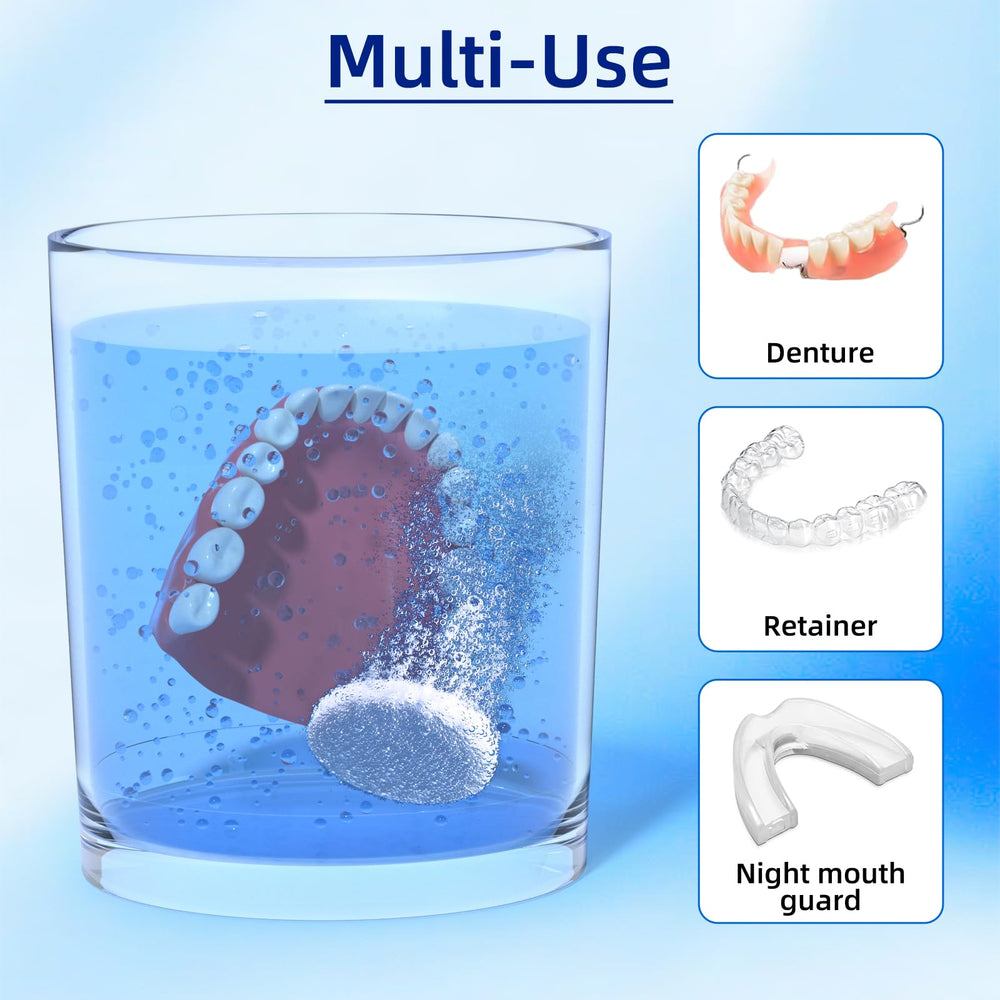Dentures being cleaned with cleansing tablets