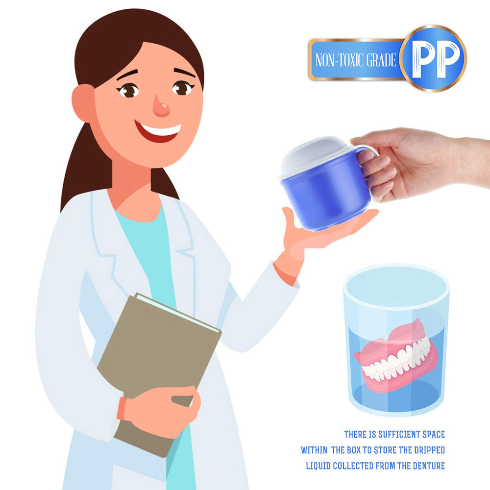 Denture cup with lid for soaking dentures