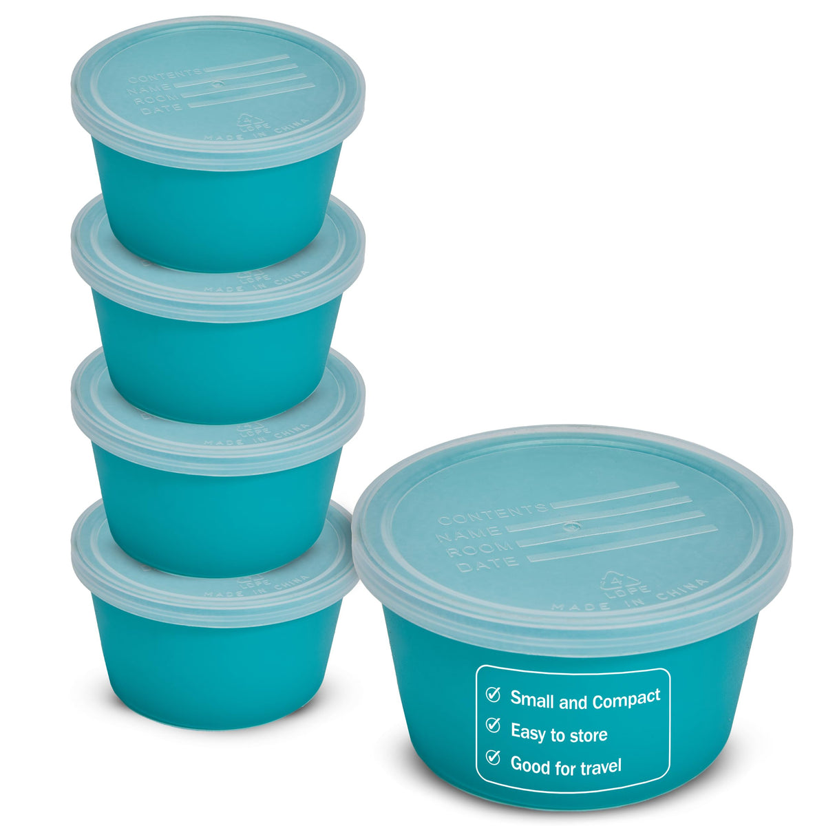 5-pack denture cup with lid for travel storage
