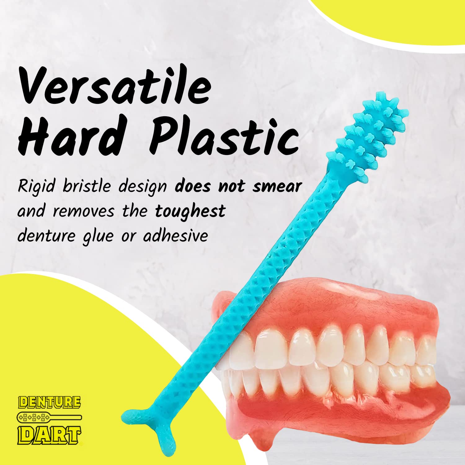Upper gum line adhesive removal with Denture Dart V3