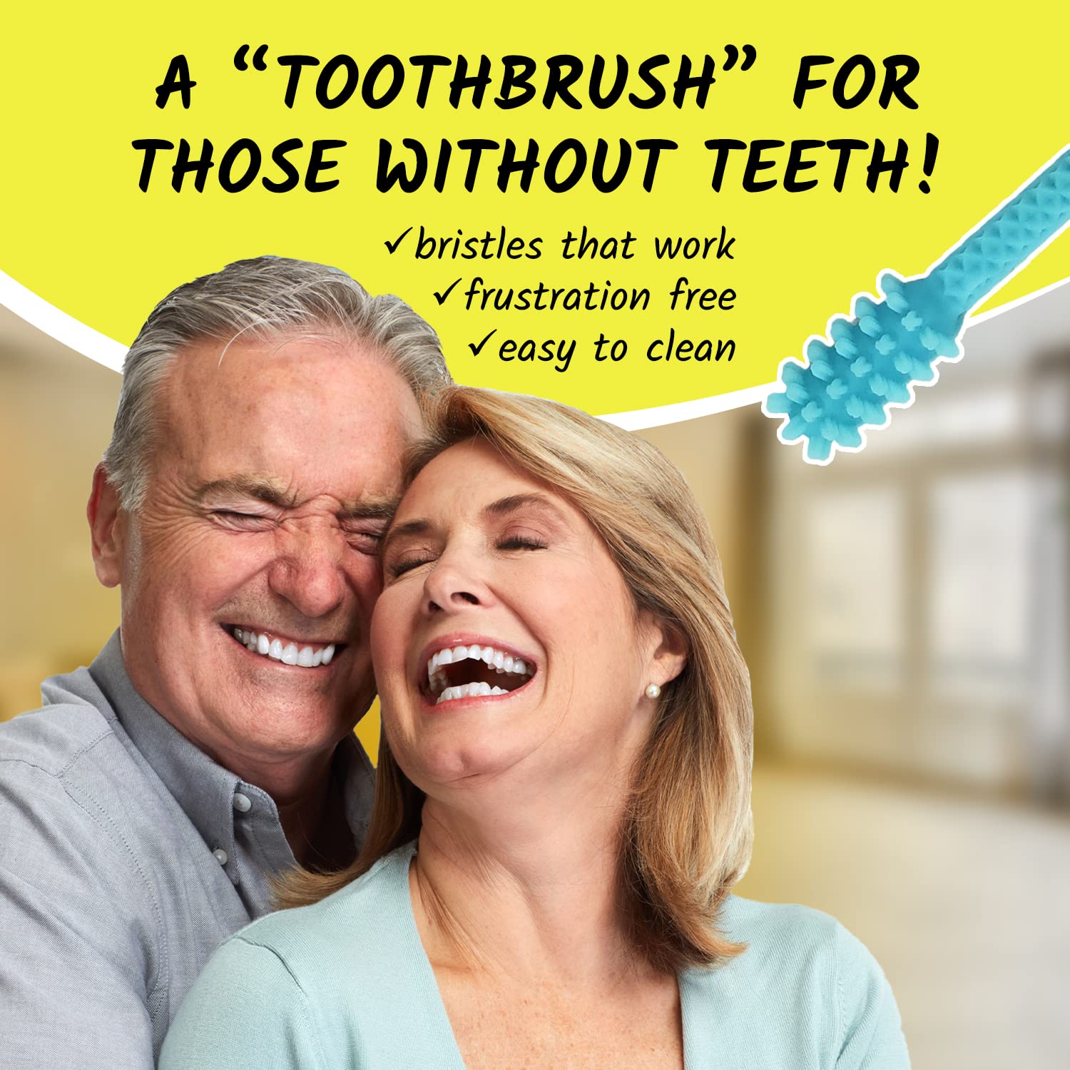 Denture Dart V4 cleaning adhesive from lower gum line