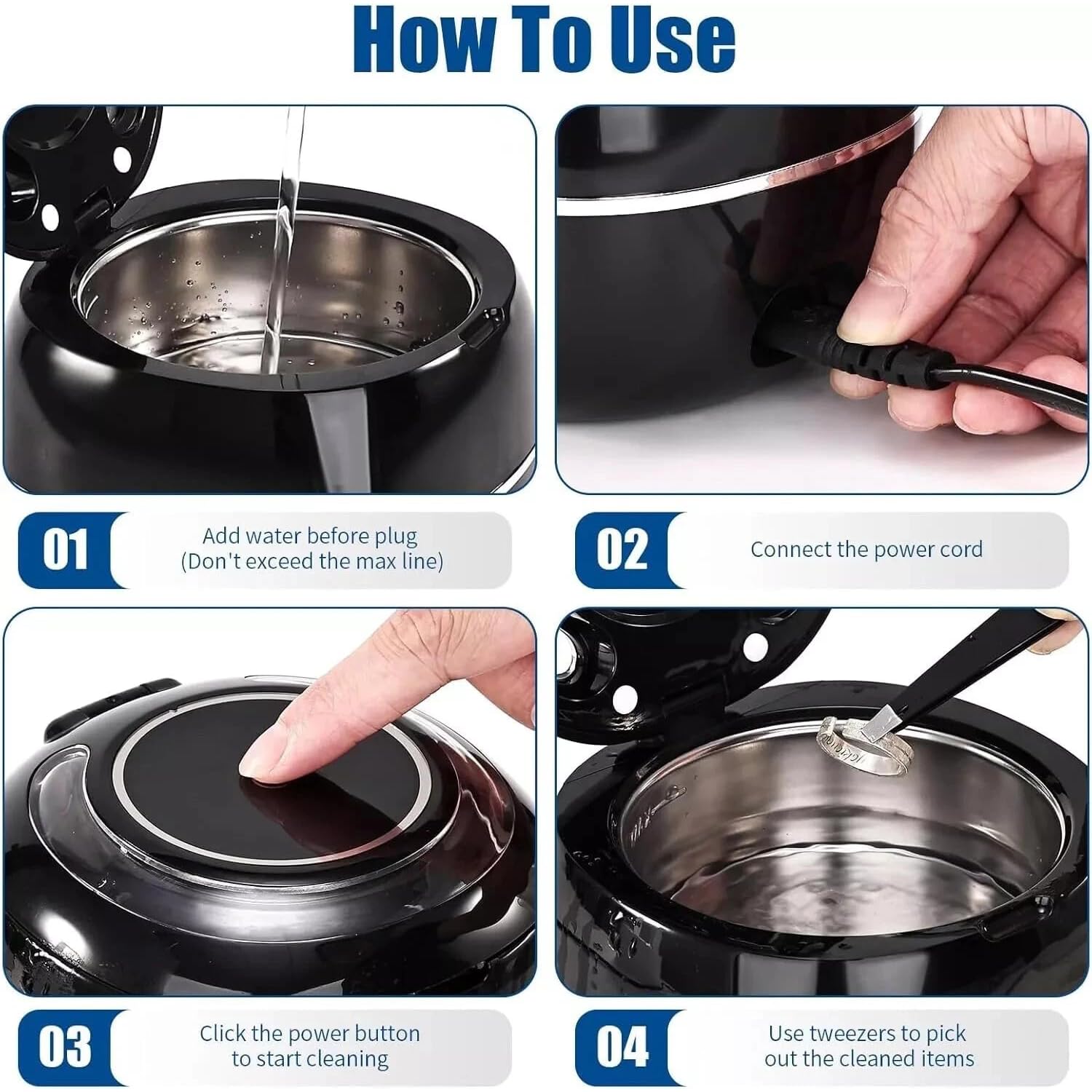 Compact portable denture dome ultrasonic cleaner for travel