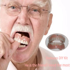 Assorted accessories and materials for DIY denture kit
