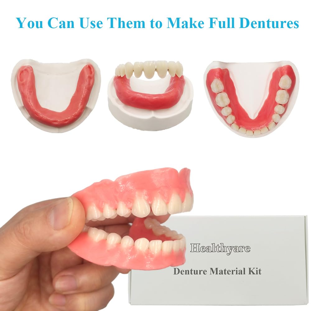 Gum-like material being shaped for dentures with mold plaster