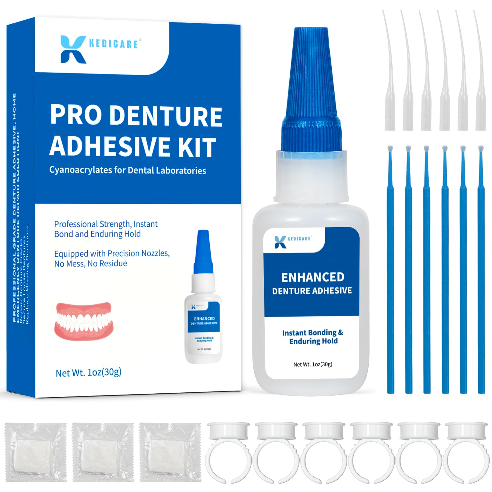 30g bottle of Dental Lab denture repair adhesive with label