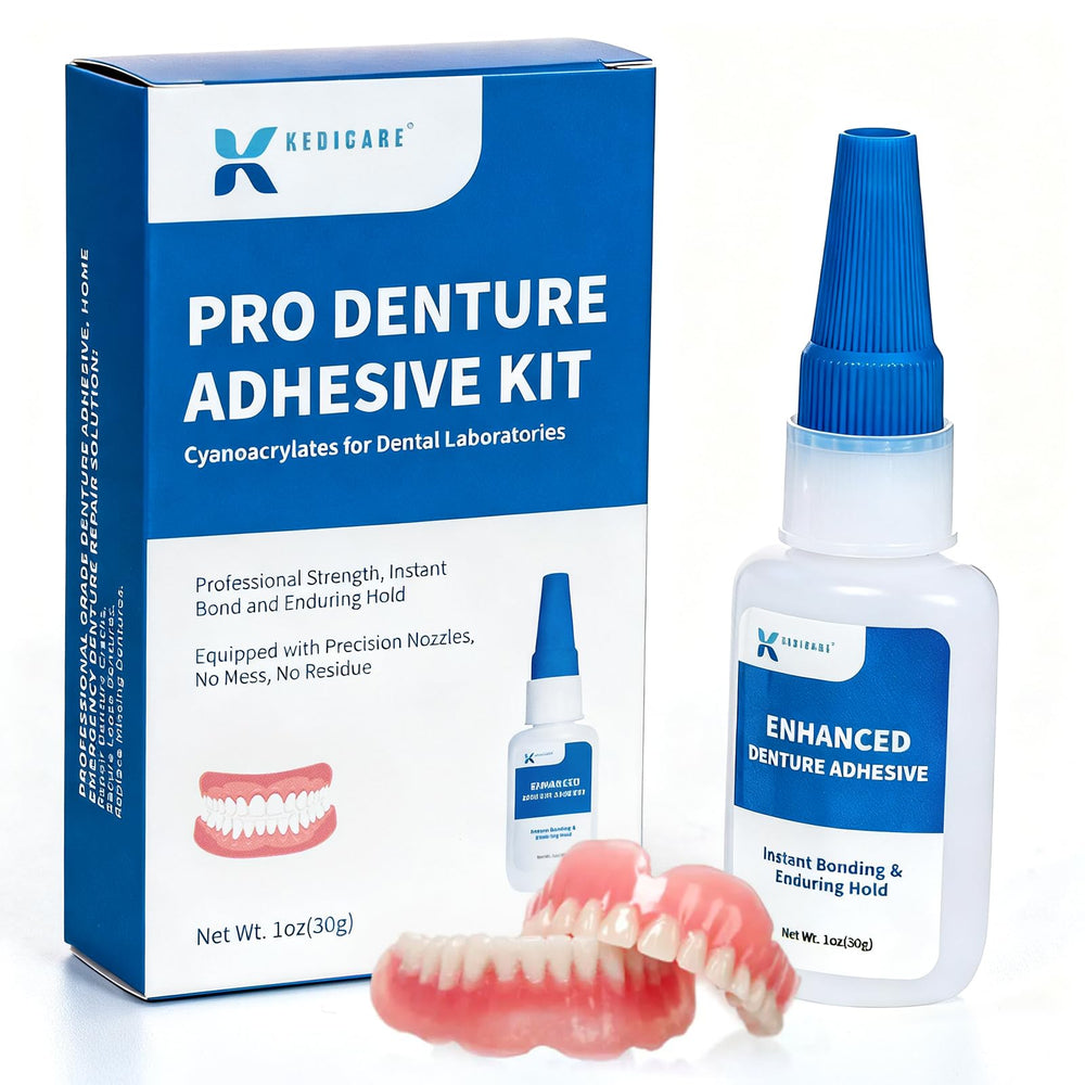 All contents of the at-home denture repair kit laid out for quick reference