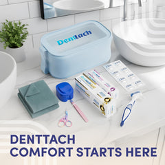 Travel case and microfiber towel for on-the-go denture care