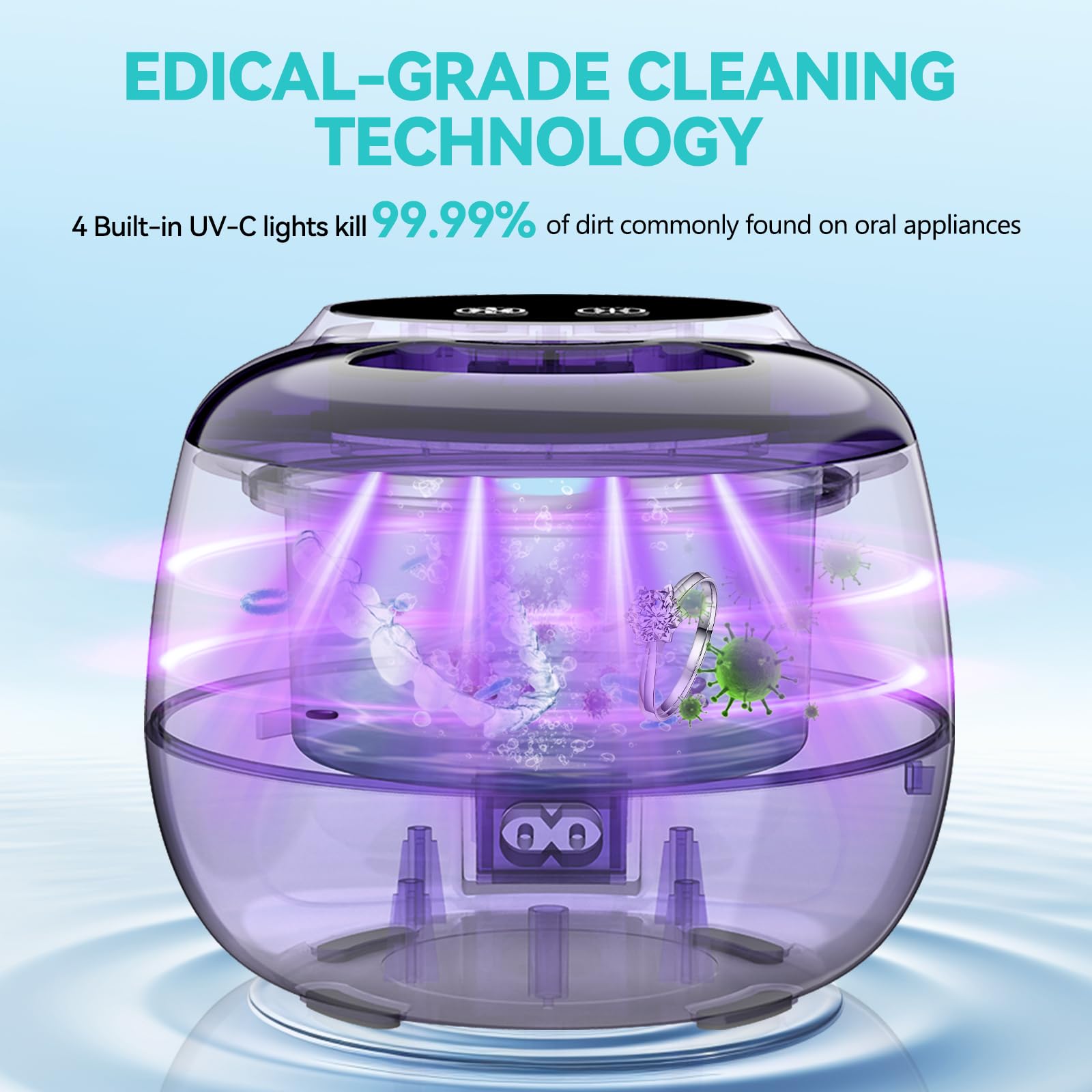 Unit showing 4 UV lights and cleaning chamber