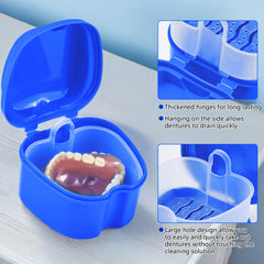 Dark Blue denture bath case close-up of the lid