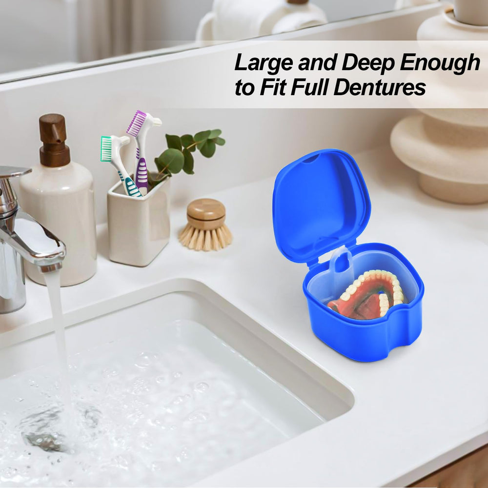Lake Green denture bath case open with lid displayed