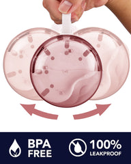 Interior of pink denture case with clear visibility