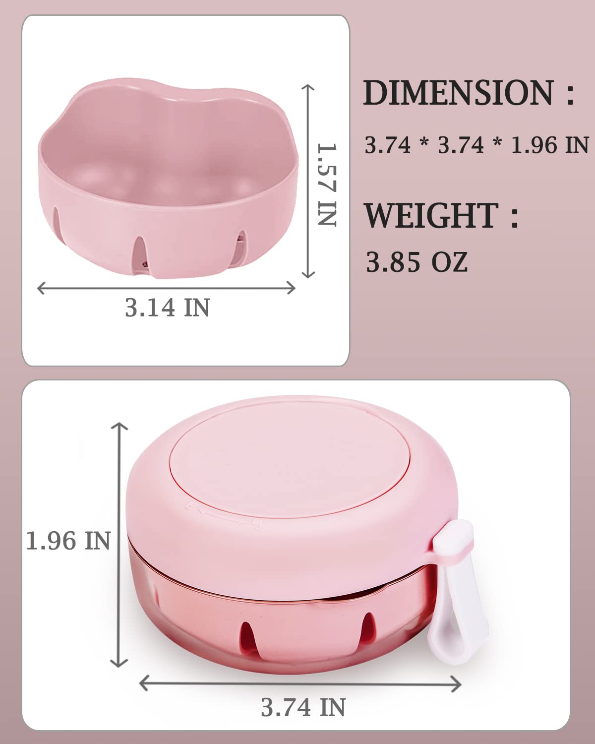 Close-up of materials: PP/PS and silicone seal