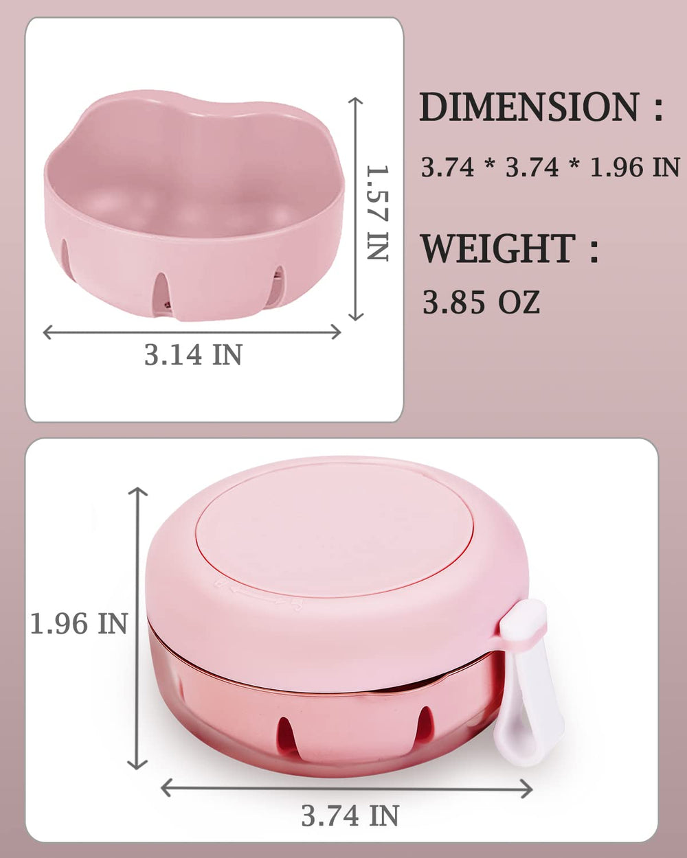 Close-up of materials: PP/PS and silicone seal