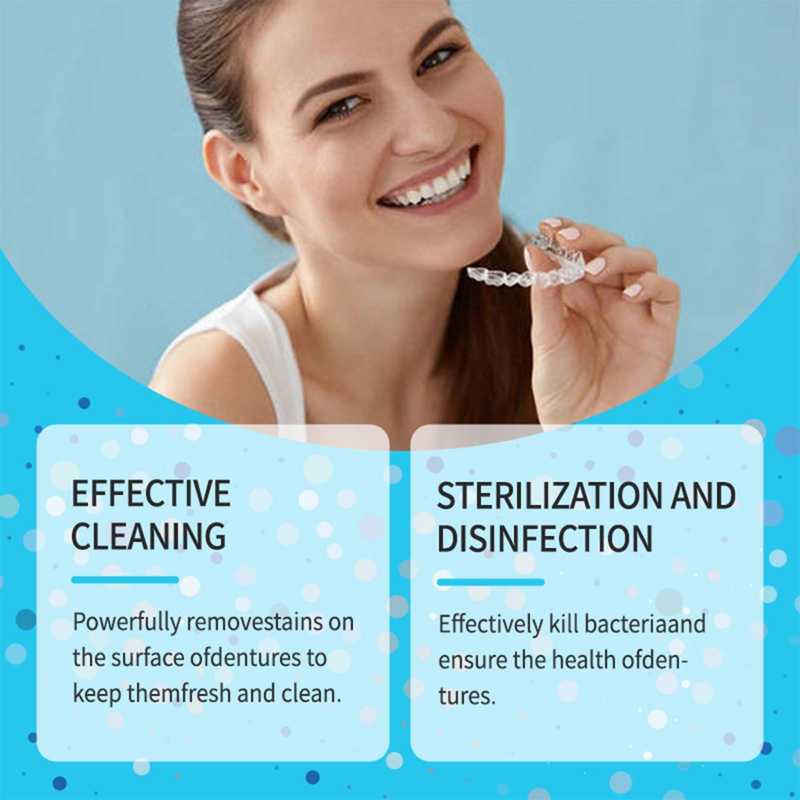 Dentures being cleaned with cleaning tablets