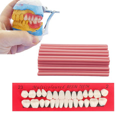 Denture DIY kit components laid out for full or partial dentures