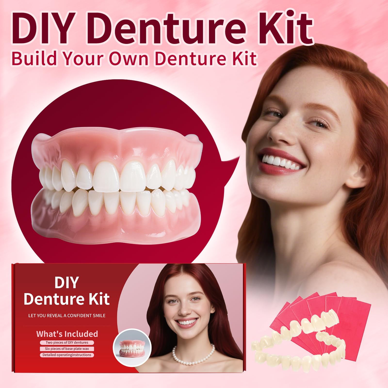 Bottom denture teeth components in DIY kit