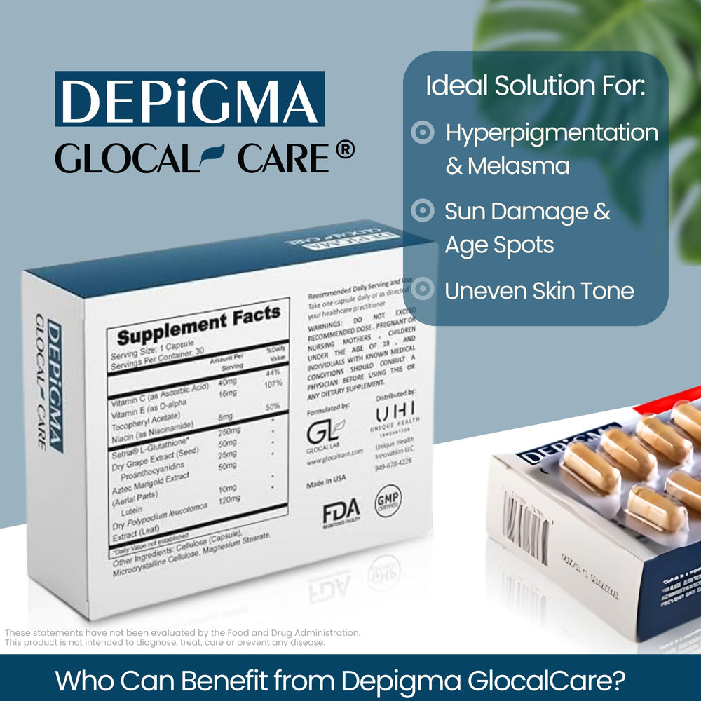 Close-up of Depigma packaging