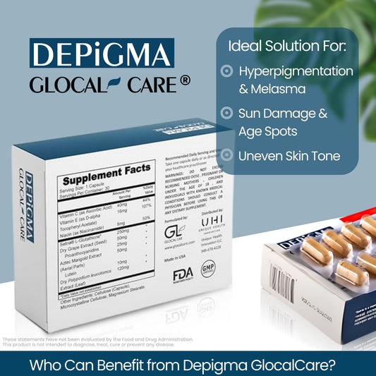 Close-up of Depigma packaging