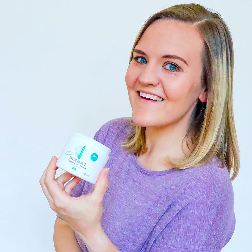 Derma E Eczema Relief Cream Bearberry Extract label emphasizes antioxidant-rich formula.