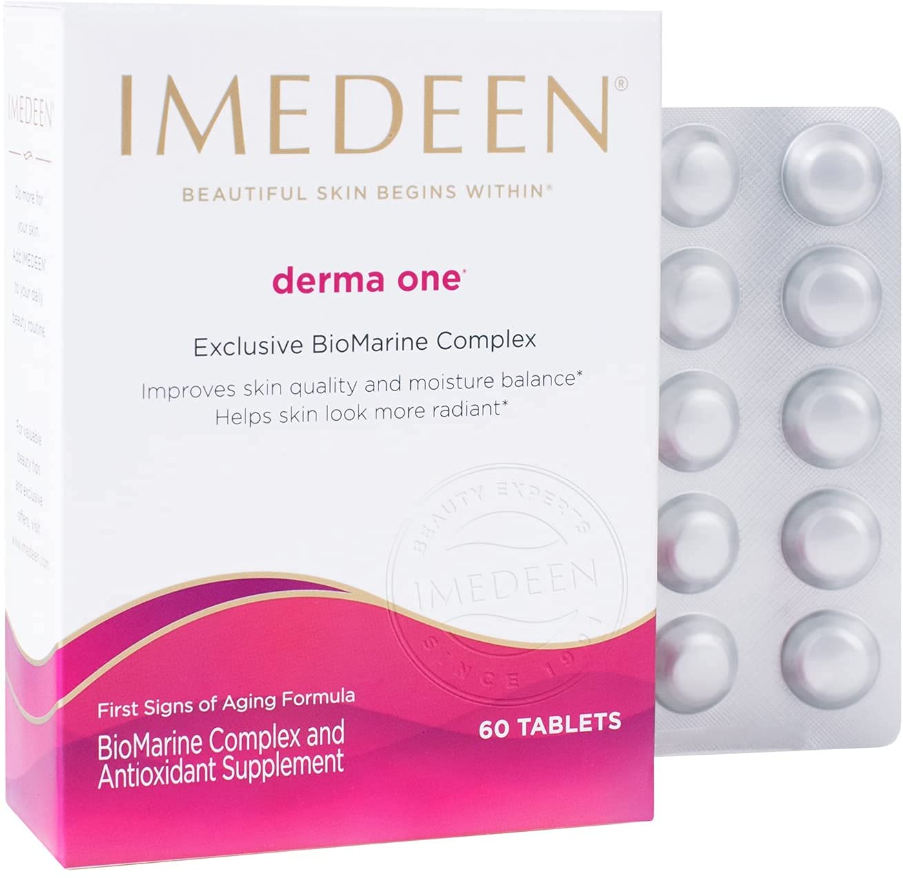Close-up of Derma One skincare tablet