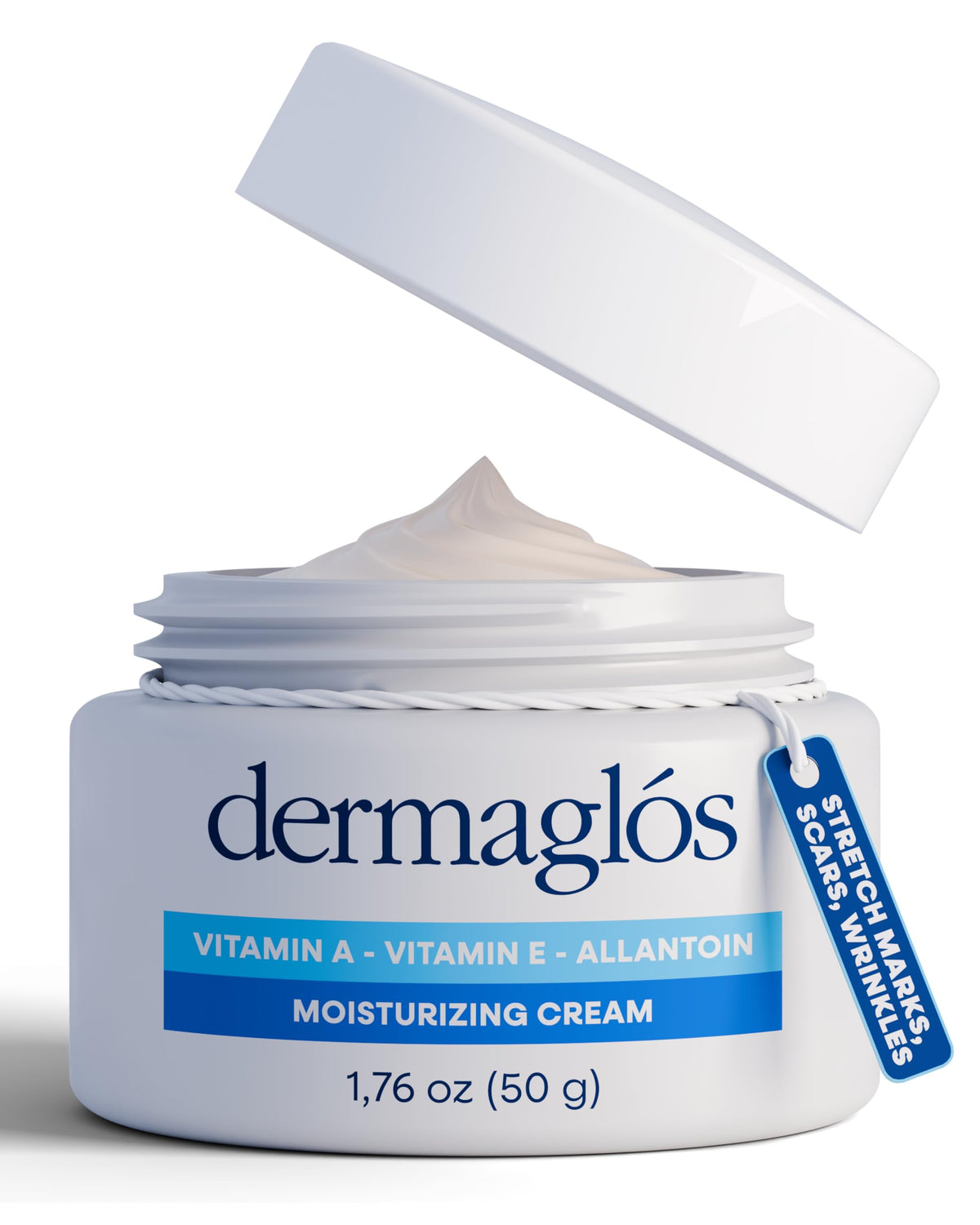 Dermaglós Moisturizing Cream jar close-up highlighting rich texture for deep hydration