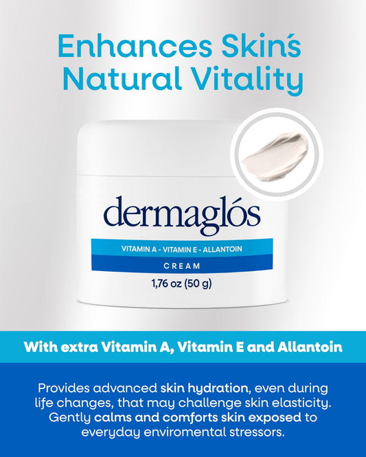Dermaglós cream texture swatch shows smooth absorption for daily moisturization
