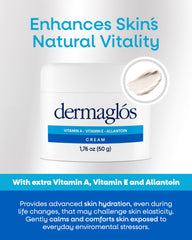 Dermaglós cream texture swatch shows smooth absorption for daily moisturization