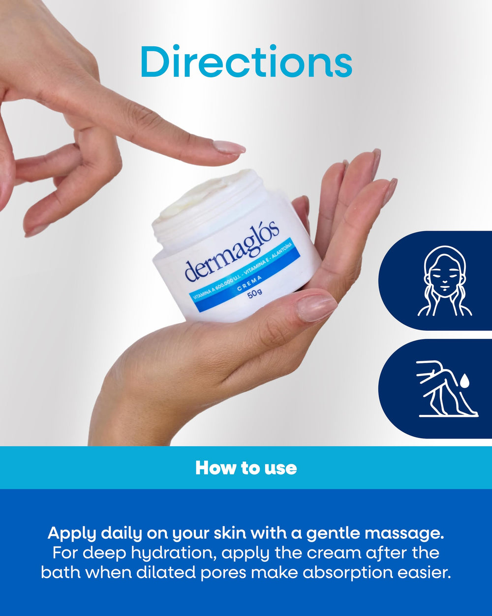 Dermaglós vitamin A, E and Allantoin formula soothes stressed skin