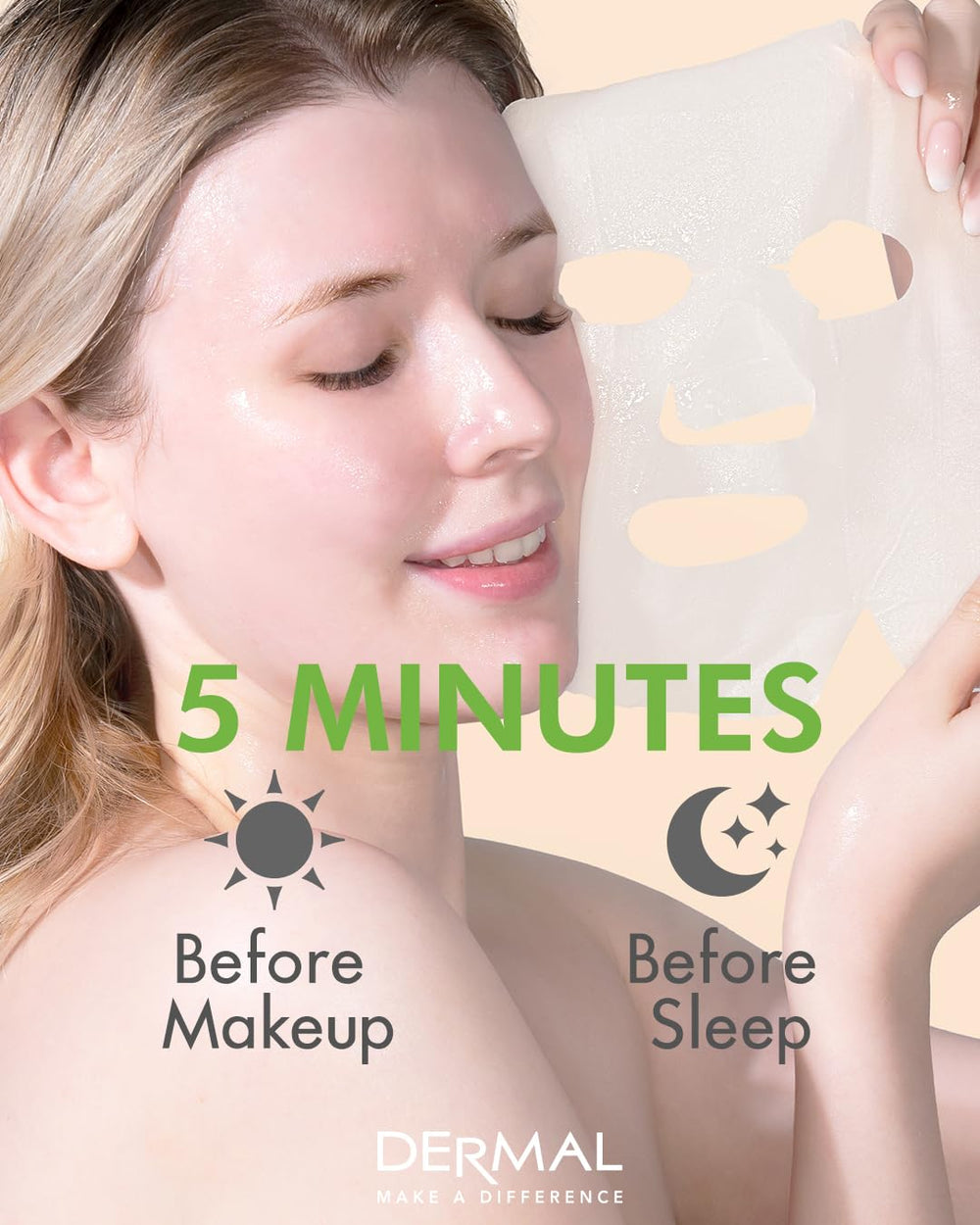 DERMAL skin-nourishing-essence mask enhances daily care with hydration and a healthy glow.