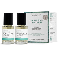 DERMATOOL extra-strength toenail fungus treatment bottle demonstrates fast-acting, targeted formula for fungal nails.