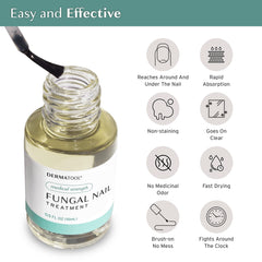 DERMATOOL clear application on nails shows quick-drying, non-staining coverage.