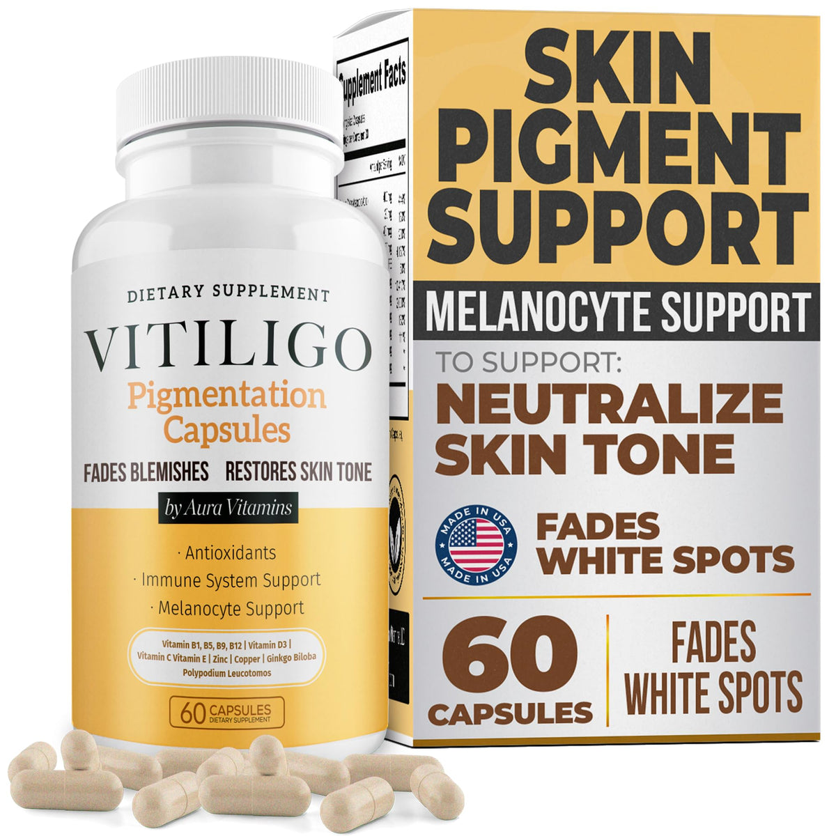Dermawonder Vitiligo Capsules bottle and label