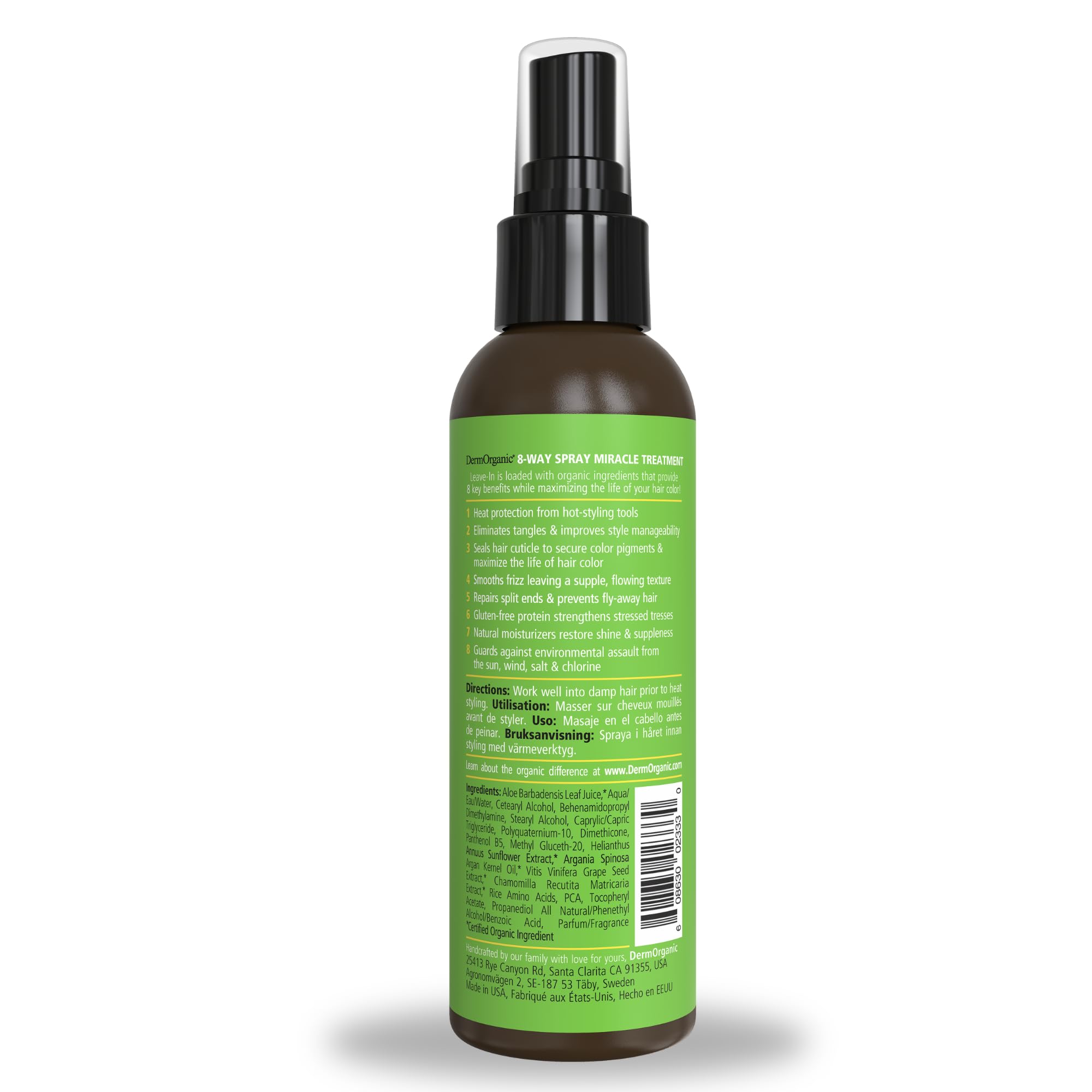 DermOrganic 8-Way Thermal Spray color guard during heat styling