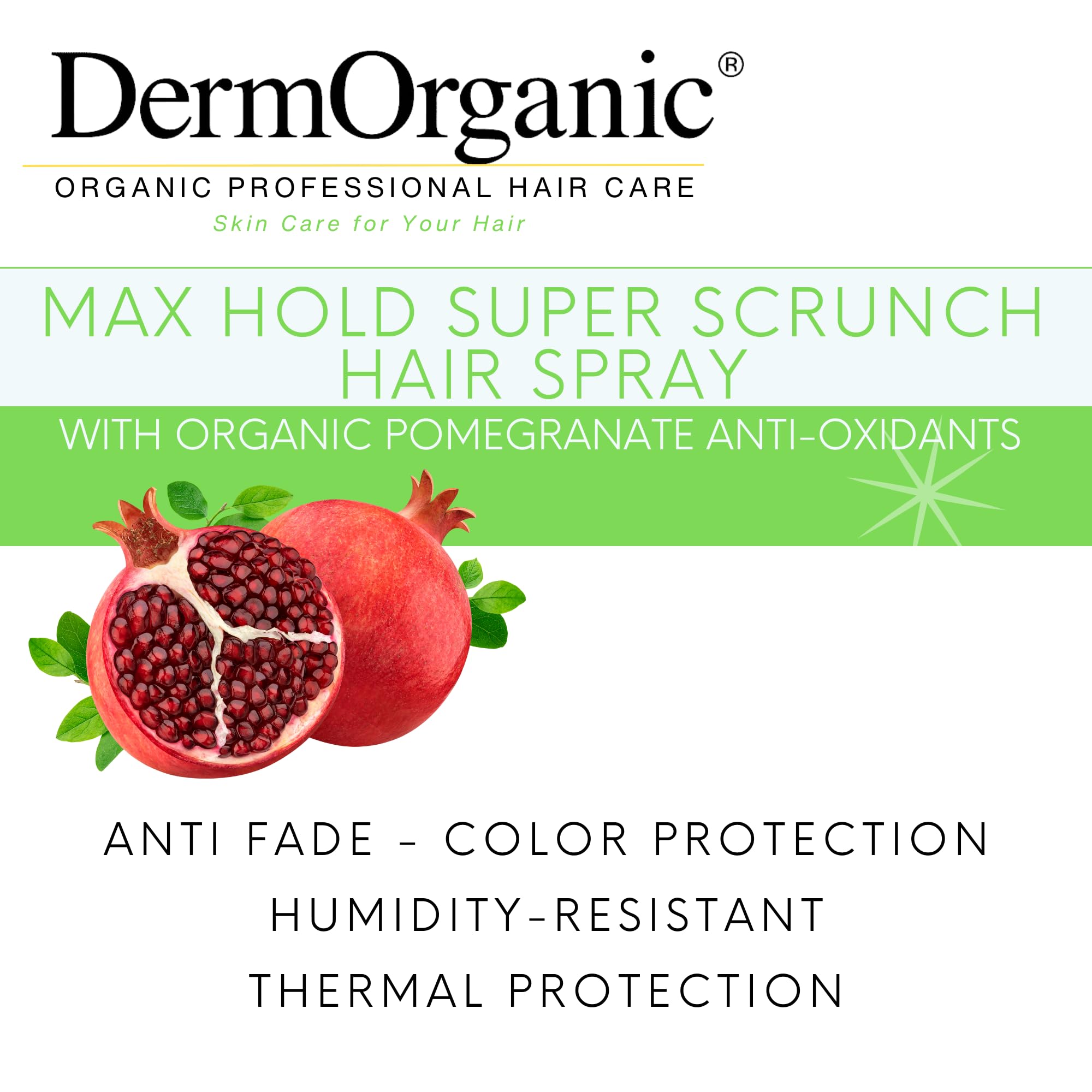Finished hairstyle with DermOrganic spray delivering voluminous, frizz-resistant curls
