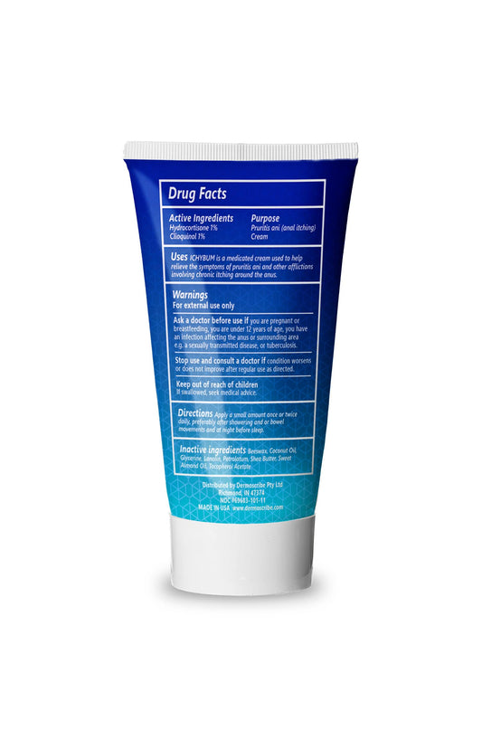 Dermoscribe Ichybum cream texture swatch shows smooth, easy-to-dab consistency.