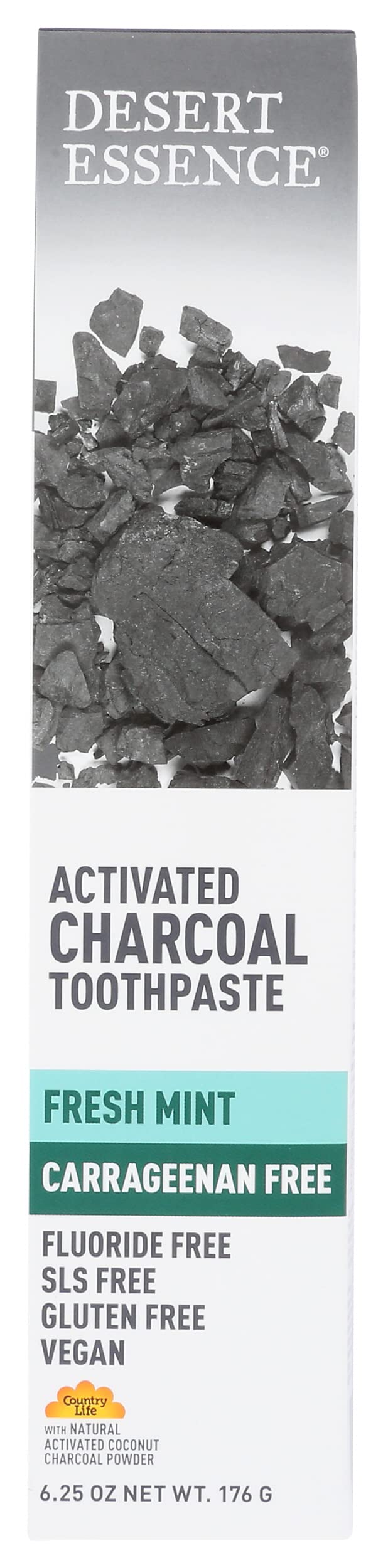 Desert Essence Activated Charcoal Toothpaste Fresh Mint 6.25 oz Pack of 3